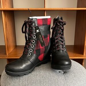 Women's Sorel Lexie Buffalo Plaid Wedge Boots-8.5